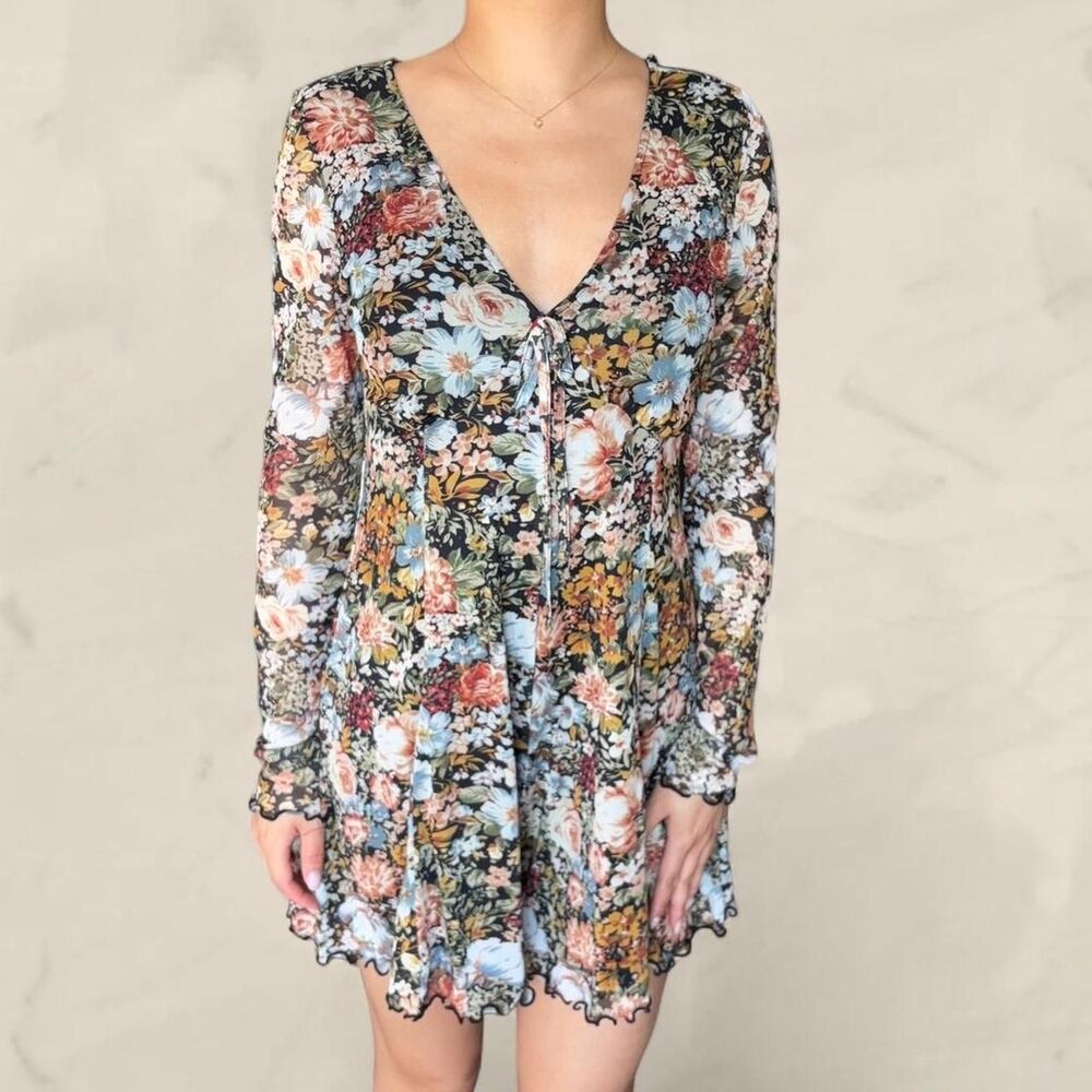 Vestique floral romper mesh long sleeve Size M